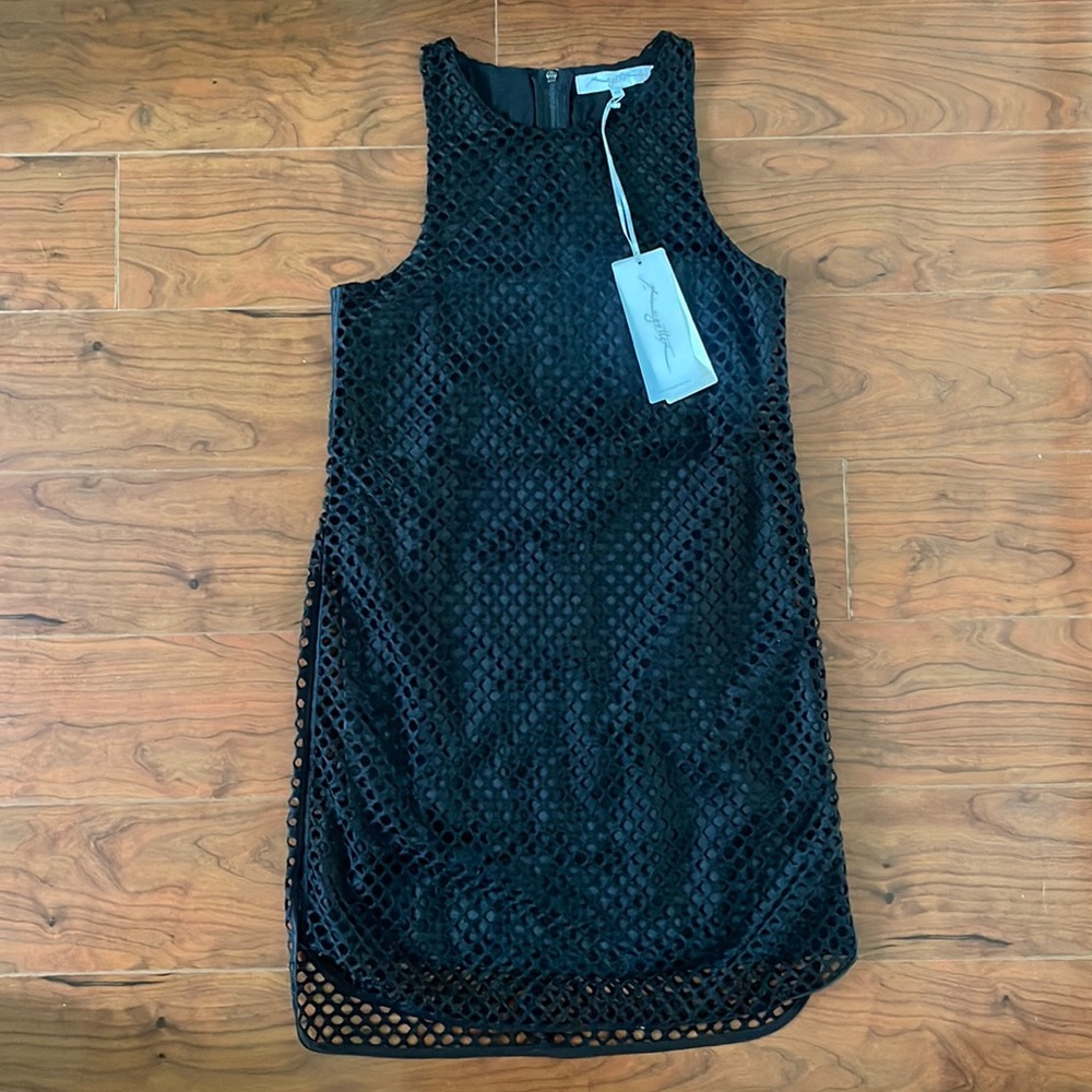 NWT Gottex Black Net Racerback Mini Dress